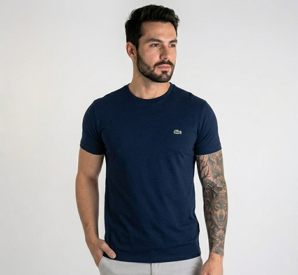Camiseta Lacoste Algodão Pima Azul Marinho