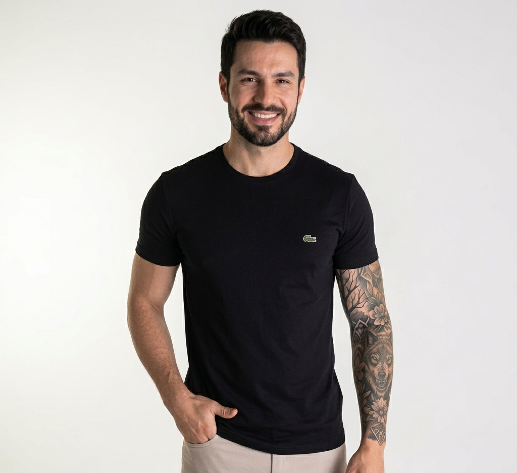 Camiseta Lacoste Algodão Pima Preta