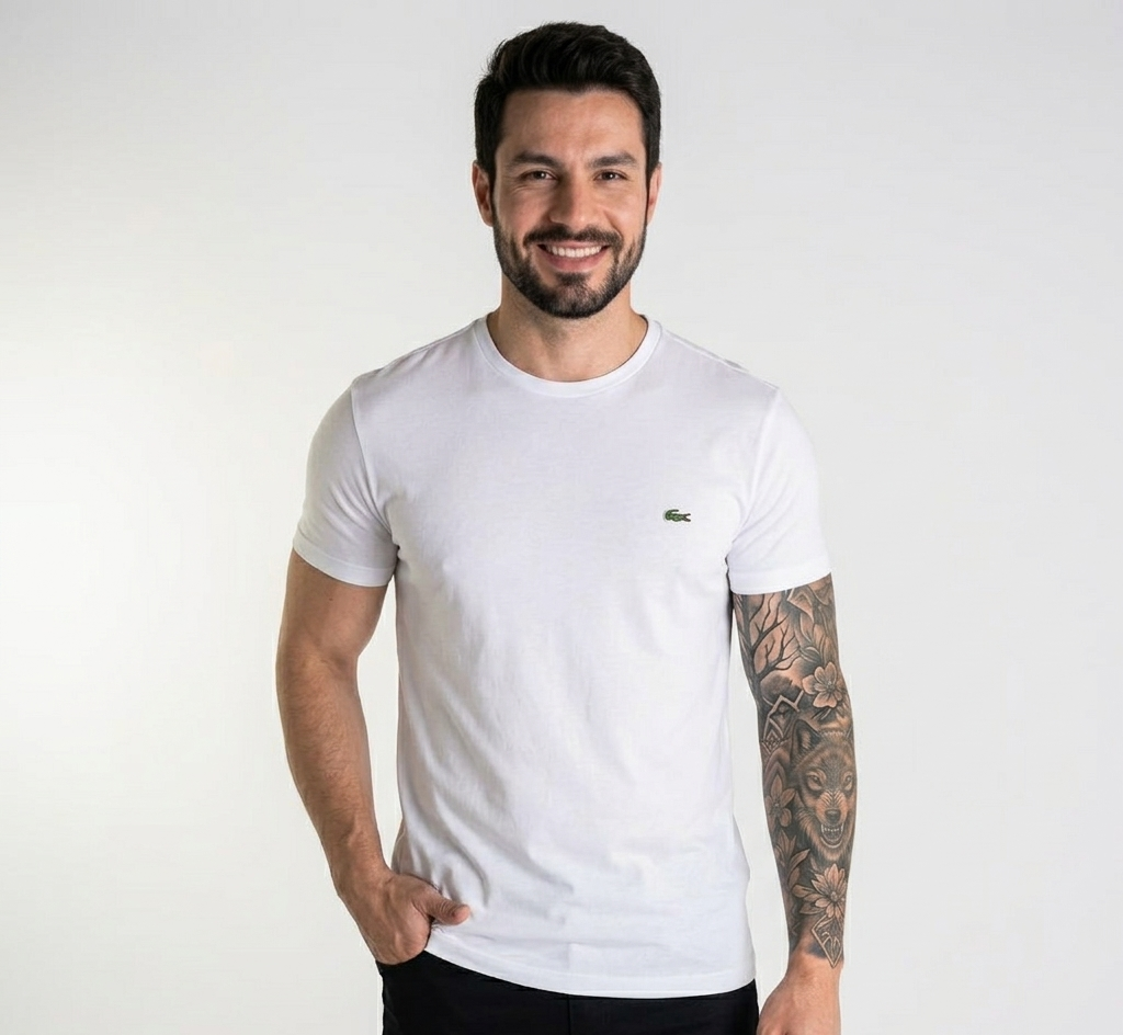 Camiseta Lacoste Algodão Pima Branca