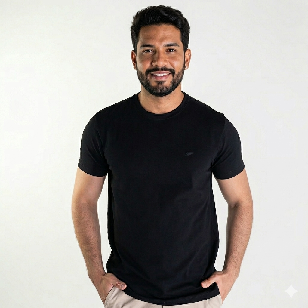 Camiseta Ellus Cotton Outline Classic Preta