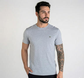 Camiseta Lacoste Algodão Pima Cinza Mescla